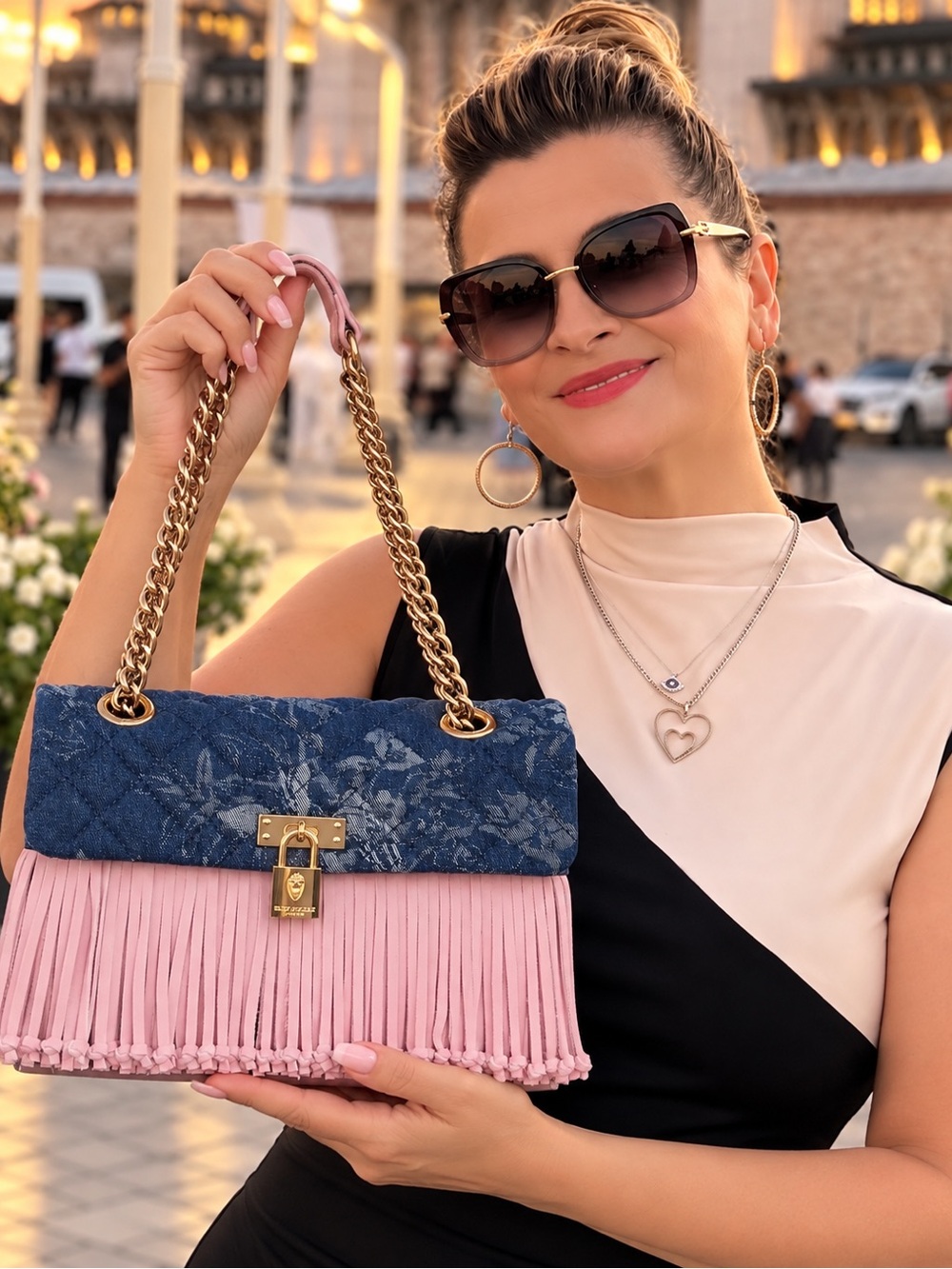 Kurt Geiger Denim Fringe Shoulder bag